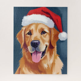 Merry Golden Retriever | Santa Hat Dog Christmas Puzzle