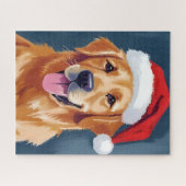 Merry Golden Retriever | Santa Hat Dog Christmas Puzzle (Horizontal)