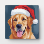 Merry Golden Retriever | Weihnachtsmannmütze Dog W Fotoplatte (Vorderseite)