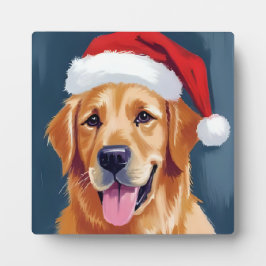 Merry Golden Retriever | Weihnachtsmannmütze Dog W Fotoplatte