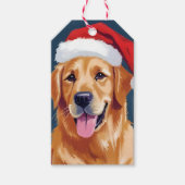 Merry Golden Retriever | Weihnachtsmannmütze Dog W Geschenkanhänger (Vorderseite)