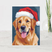 Merry Golden Retriever | Weihnachtsmannmütze Dog W Karte (Vorderseite)