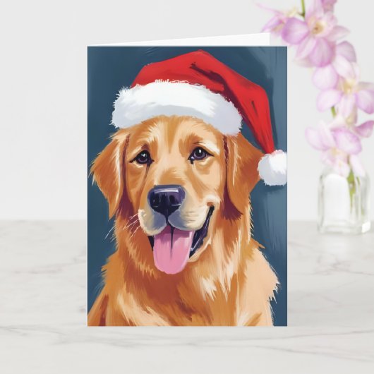 Merry Golden Retriever | Weihnachtsmannmütze Dog W Karte (Orchidee)