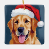 Merry Golden Retriever | Weihnachtsmannmütze Dog W Keramikornament (Vorderseite)