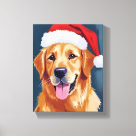 Merry Golden Retriever | Weihnachtsmannmütze Dog W Leinwanddruck