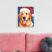 Merry Golden Retriever | Weihnachtsmannmütze Dog W Leinwanddruck (Insitu (Wohnzimmer))