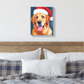 Merry Golden Retriever | Weihnachtsmannmütze Dog W Leinwanddruck (Insitu (Schlafzimmer))