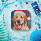 Merry Golden Retriever | Weihnachtsmannmütze Dog W Pappteller (Party)
