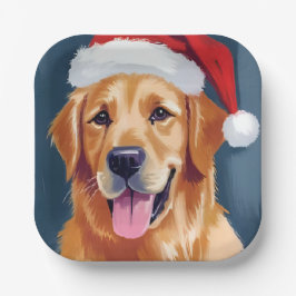 Merry Golden Retriever | Weihnachtsmannmütze Dog W Pappteller