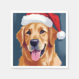 Merry Golden Retriever | Weihnachtsmannmütze Dog W Serviette