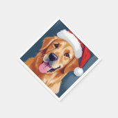 Merry Golden Retriever | Weihnachtsmannmütze Dog W Serviette (Ecke)