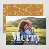 Merry Golden Yellow Wirbel Foto Weihnachten (Vorne/Hinten)