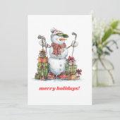 Merry Golfer Holiday Grußkarte Feiertagskarte (Stehend Vorderseite)