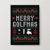 Merry Golfmas Golf Golfing Golfer Ugly Weihnachten Button (Vorderseite)