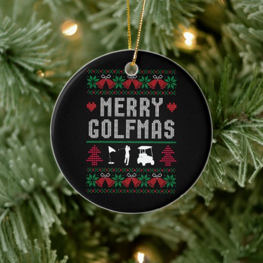Merry Golfmas Golf Golfing Golfer Ugly Weihnachten Keramik Ornament (Baum)