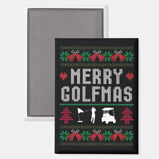 Merry Golfmas Golf Golfing Golfer Ugly Weihnachten Magnet (Vorderseite/Rückseite)