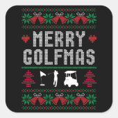 Merry Golfmas Golf Golfing Golfer Ugly Weihnachten Quadratischer Aufkleber (Vorderseite)