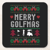Merry Golfmas Golf Golfing Golfer Ugly Weihnachten Rechteckiger Pappuntersetzer (Vorderseite)