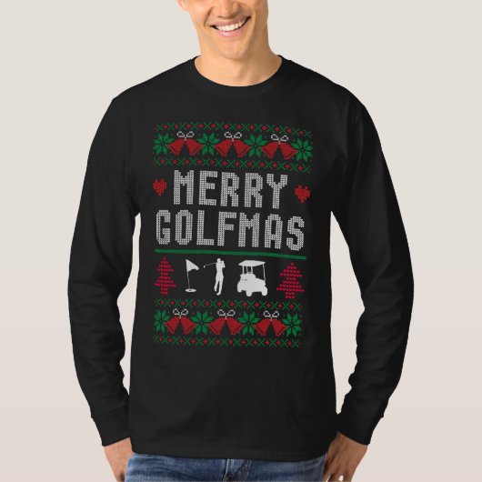 Merry Golfmas Golf Golfing Golfer Ugly Weihnachten T-Shirt (Vorderseite)