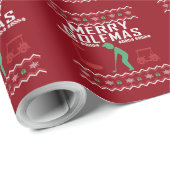 Merry Golfmas Golf Ugly Christmas Sweater Geschenkpapier (Rolleneckpunkt)