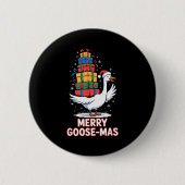 Merry Goose-mas With Xmas Funny Christmas Goose Button (Vorderseite)