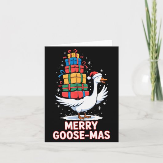 Merry Goose-mas With Xmas Funny Christmas Goose Karte (Vorderseite)