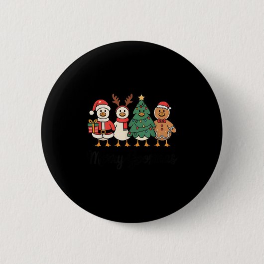 Merry Goose On The Loose Funny Christmas Silly Hum Button (Vorderseite)