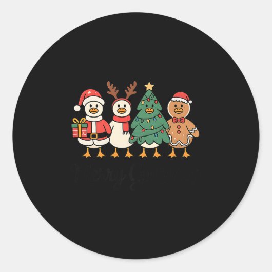 Merry Goose On The Loose Funny Christmas Silly Hum Runder Aufkleber (Vorderseite)