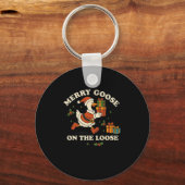 Merry Goose On The Loose Funny Christmas Silly Hum Schlüsselanhänger (Vorderseite)