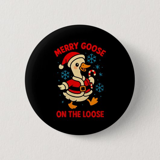 Merry Goose On The Loose Silly Christmas Holiday F Button (Vorderseite)