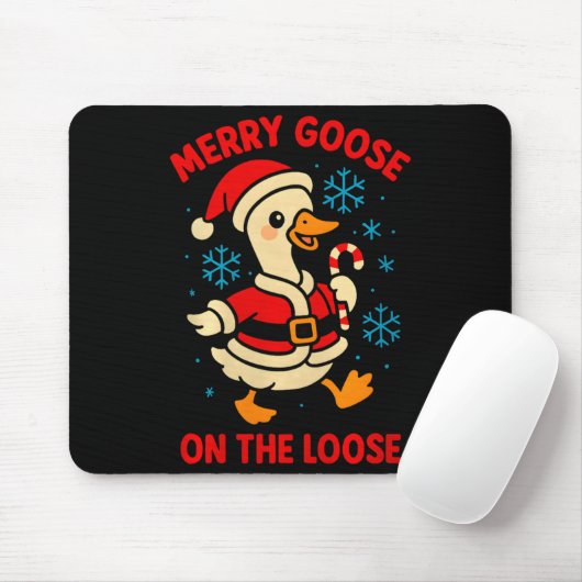 Merry Goose On The Loose Silly Christmas Holiday F Mousepad (Mit Mouse)