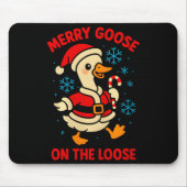 Merry Goose On The Loose Silly Christmas Holiday F Mousepad (Vorne)