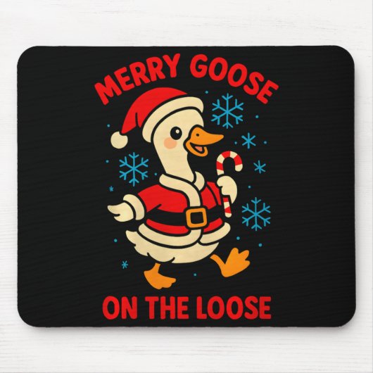Merry Goose On The Loose Silly Christmas Holiday F Mousepad (Vorne)