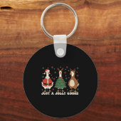 Merry Goosemas Christmas Just A Jolly Goose Men Wo Schlüsselanhänger (Vorderseite)