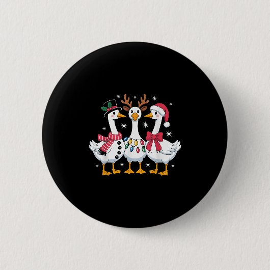 Merry Goosemas Christmas Silly Goose Xmas Lights M Button (Vorderseite)