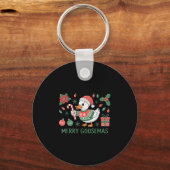 Merry Goosemas Cute Christmas Goose Santa Hat Ligh Schlüsselanhänger (Vorderseite)