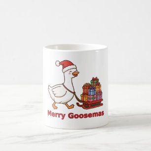 Merry Goosemas Dummer Gänse-Schlitten-Mug Kaffeetasse