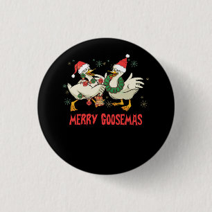 Merry Goosemas Funny Christmas Duck Albern Goose M Button