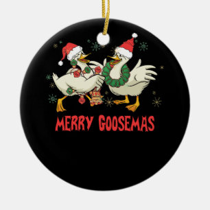 Merry Goosemas Funny Christmas Duck Albern Goose M Keramik Ornament