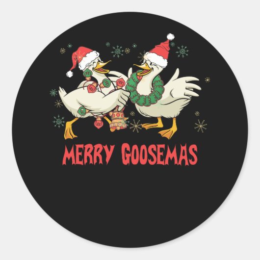 Merry Goosemas Funny Christmas Duck Albern Goose M Runder Aufkleber (Vorderseite)