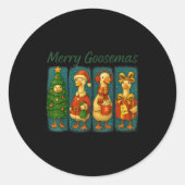 Merry Goosemas Funny Festive Goose Brushstroke Chr Runder Aufkleber (Vorderseite)