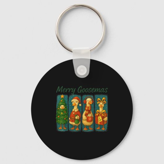 Merry Goosemas Funny Festive Goose Brushstroke Chr Schlüsselanhänger (Vorderseite)