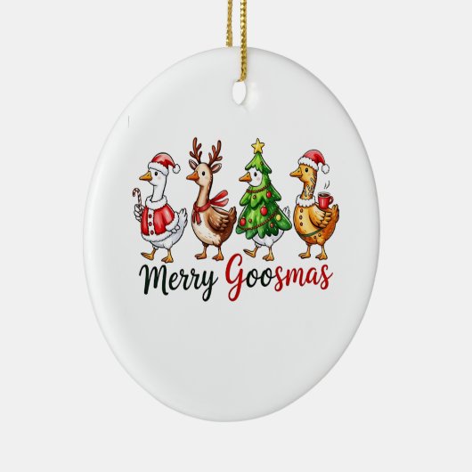 Merry Goosemas Weihnachtsgötchen Weihnachtsmannmüt Keramik Ornament (Rechts)