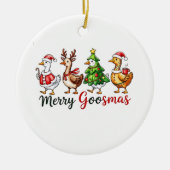 Merry Goosemas Weihnachtsgötchen Weihnachtsmannmüt Keramik Ornament (Vorne)