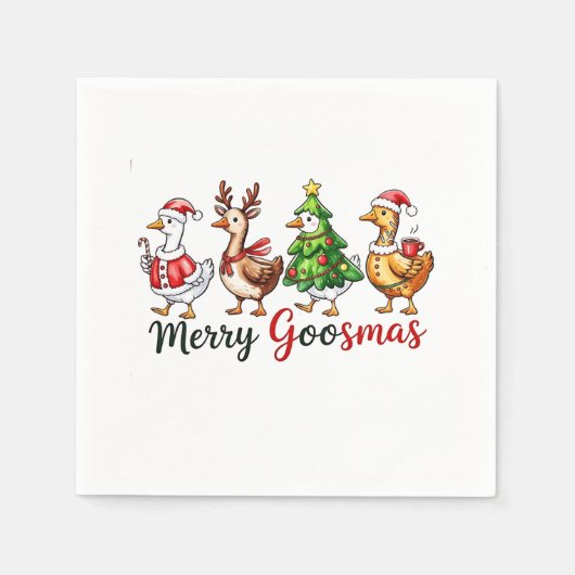 Merry Goosemas Weihnachtsgötchen Weihnachtsmannmüt Serviette (Vorderseite)