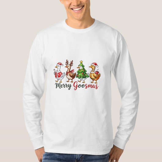 Merry Goosemas Weihnachtsgötchen Weihnachtsmannmüt T-Shirt (Vorderseite)