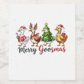 Merry Goosemas Weihnachtsgötchen Weihnachtsmannmüt Weinetikett (Einzelnes Label)