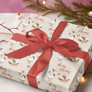 Merry Goosemas   Whimsische Gans Weihnachten Geschenkpapier