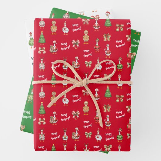 Merry Goosman Christmas Goose Geschenkpapier Set (Beispiel)