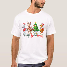 Merry Goosmas Christmas Funny Goose T-Shirt